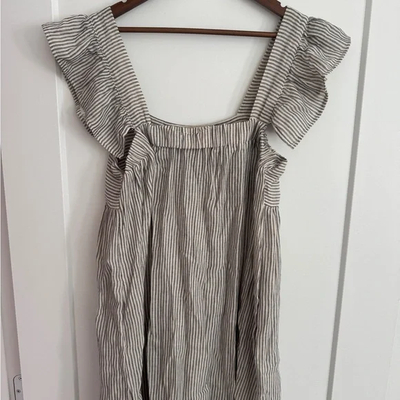 Anthropologie Striped Linen Midi Dress in Cream and Black - Picture 4 of 4